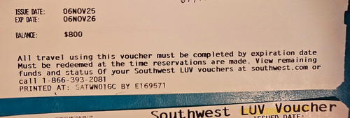 Southwest airlines voucher - airlines,